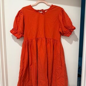 Poppy colored organic cotton Noble Dress